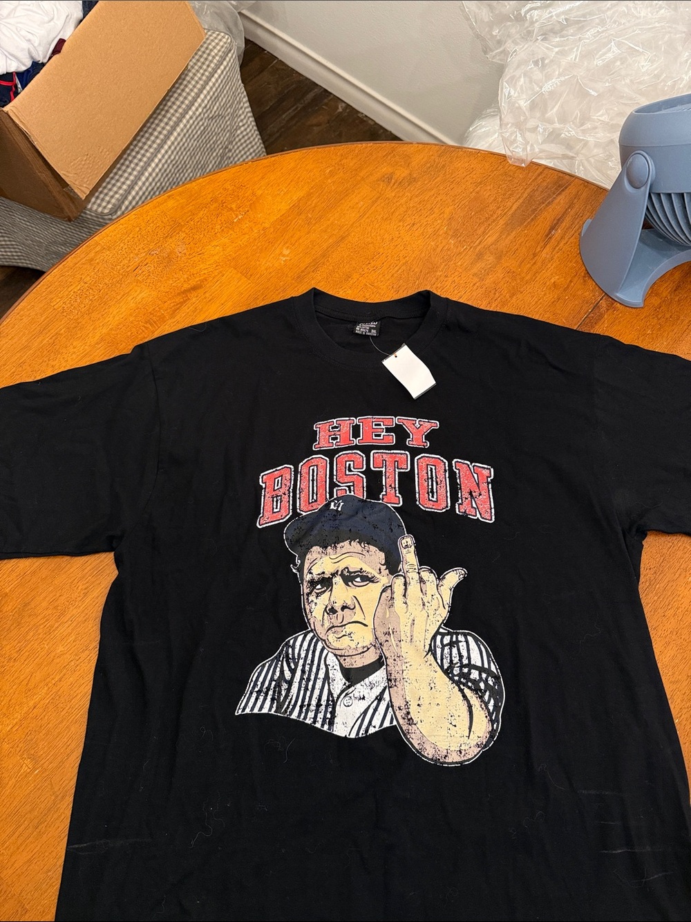 Babe Ruth Black Tee with Red "HEY BOSTON" Graphic xxxl